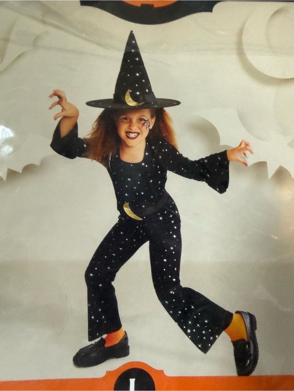 Black Starry Witch Costume with silver star Accents - Kids large 10/12 new 3pc